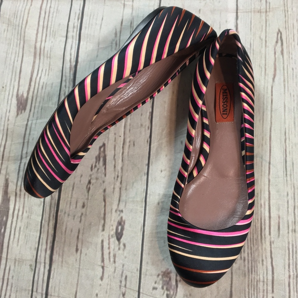 MISSONI Made in taly BlackStriped BalletFlats 38/8